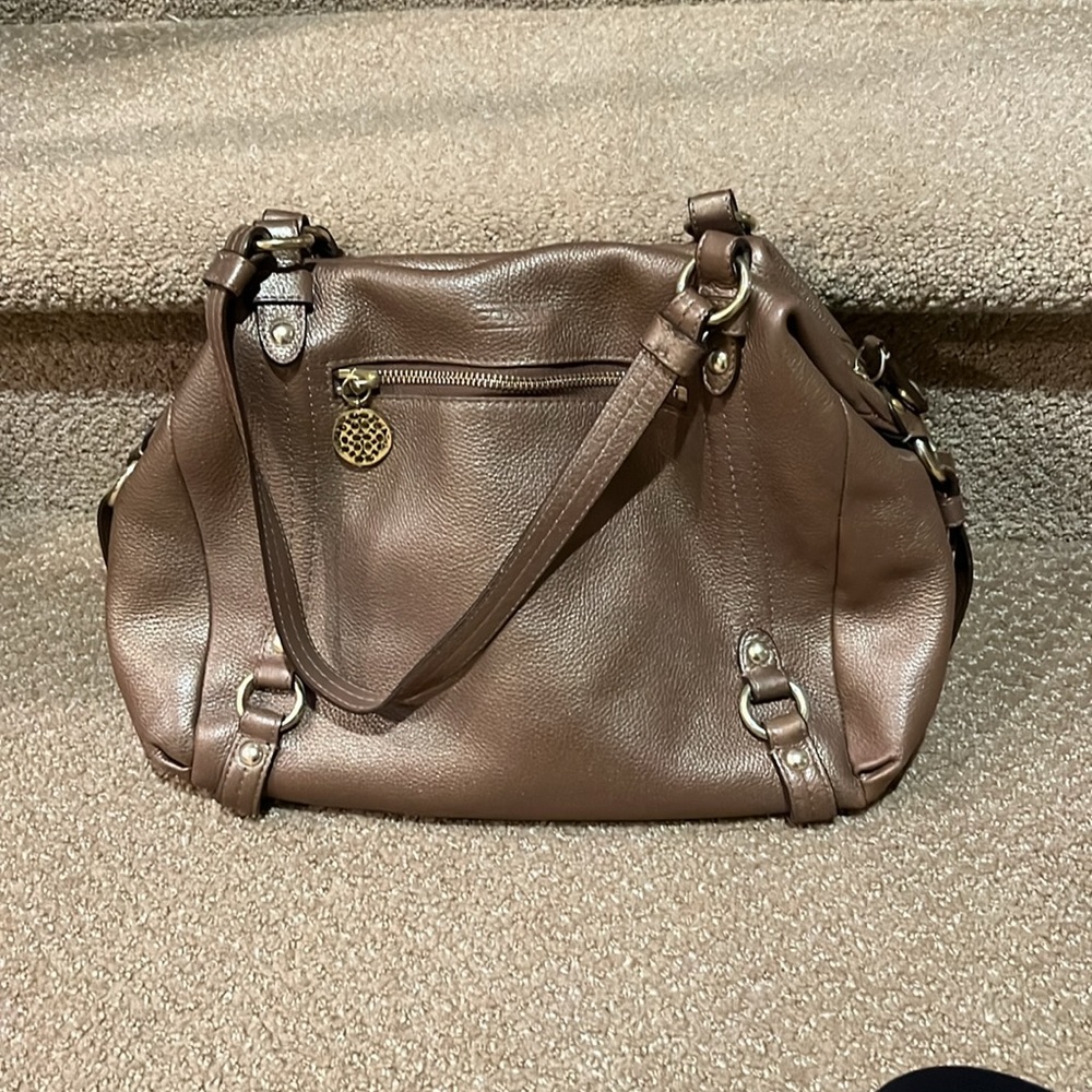 Coach bronze handbag with gold hardware